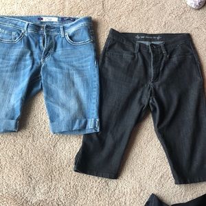 Denim Jean shorts. Black and washed blue